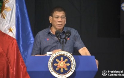 <p><strong>‘I WILL NOT BE DEFEATED.’</strong> President Rodrigo Duterte says on Friday (March 5, 2021) he would not allow himself to be defeated by the communist movement. The President made the statement during the joint meeting of national and regional task forces to end local communist armed conflict (ELCAC) in Cagayan de Oro. <em>(Screengrab from RTVM)</em></p>