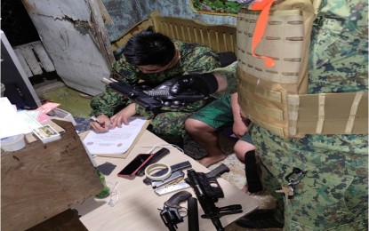 <p><strong>EVIDENCE.</strong> Authorities log the pieces of evidence gathered in simultaneous operations on Sunday (March 7, 2021) in Southern Tagalog provinces. The police said the legitimate operations were conducted based on search warrants. <em>(Photo courtesy of PRO-4A)</em></p>