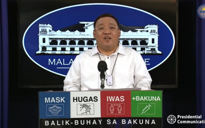 <p><strong>STATE OBLIGATION.</strong> Presidential Spokesperson Harry Roque assures during his virtual press briefing on Monday (March 8, 2021) that the government has an obligation to investigate the killing of at least nine activists in a series of raids conducted by the police in Calabarzon. He said it will be included in investigations being conducted by the Department of Justice (DOJ)-led drug war review panel.<em> (Screengrab from PCOO/RTVM)</em></p>