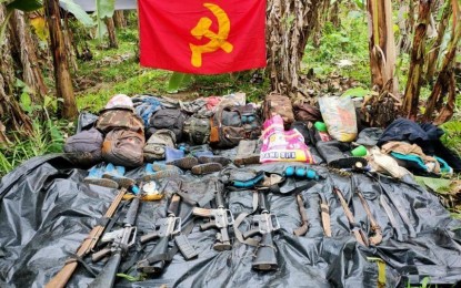 <p><strong>WAR MATERIEL</strong>. The firearms, medical supplies and anti-government documents recovered by government soldiers and policemen from an encounter site in Flora, Apayao on Sunday (March 14, 2021). The firefight occurred days after town officials declared communist rebels as persona non grata. <em>(Photo courtesy of 17IB, Philippine Army)</em></p>