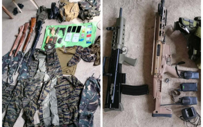 <p><strong>BIFF WAR MATERIEL.</strong> The guns and other war materiel seized by government troops from retreating BIFF gunmen in the so-called SPMS box in Maguindanao. The conflict, which started Thursday (March 18, 2021), has displaced 4,194 families in the affected towns of Datu Saudi Ampatuan, Shariff Saydona Mustapha, Mamasapano, Shariff Aguak, and Datu Unsay of the province. <em>(Photos courtesy of 6ID)</em></p>