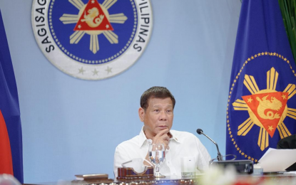 <p><strong>QUARANTINE CLASSIFICATIONS.</strong> President Rodrigo Duterte announces new quarantine classifications for April during his weekly talk to the people at Malacañan Palace on Monday night (March 29, 2021). Santiago City in Isabela will be placed under modified enhanced community quarantine (MECQ) from April 1 to 30 while Quirino Province will also be under MECQ form April 1 to 15. (Presidential photo by King Rodriguez)</p>