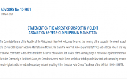 Arrest of suspect in violent assault of Pinay in New York lauded