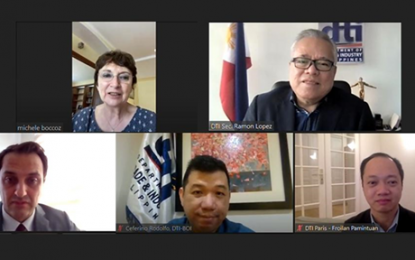 <div dir="auto"><strong>ECONOMIC MEET.</strong> French Ambassador to the Philippines Michèle Boccoz (from left to right, 1st row) and Trade Secretary Ramon Lopez; 2nd row: French Embassy Economic Counselor Olivier Ginépro, Trade Undersecretary and Board of Investments (BOI) Managing Head Ceferino Rodolfo, and Philippine Trade and Investment Center (PTIC)-Paris Commercial Attaché Froilan Pamintuan. The Philippines and France will hold the 9th Joint Economic Commission meeting in the second quarter of this year.<em> (Photo courtesy of DTI)</em></div>