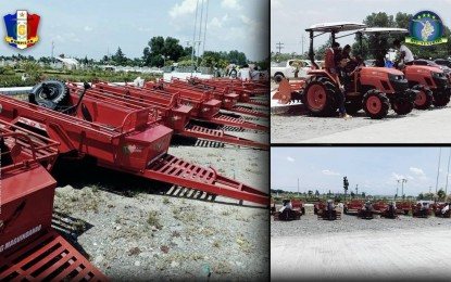 <p><strong>LIVELIHOOD PACKAGE.</strong> Former BIFF rebels who earlier yielded to the military in Maguindanao receive tractors and other farm implements on Wednesday (April 7, 2021) from the provincial government as part of their reintegration into mainstream society. The assistance includes tricycles, farm tractors motorized bancas, and farm supplies. <em>(Photo courtesy of 6ID)</em></p>