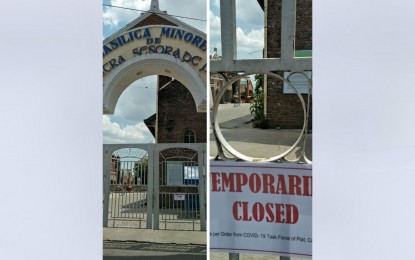 <p><strong>CLOSED</strong>. The Basilica Minore of Our Lady of Piat and tourism parks in Piat town in Cagayan province remain closed due to a spike in Covid-19 infections in the town. Mayor Carmelo Villacete on Friday (April 9, 2021) urged villagers to follow health protocols to stop the spread of the virus. (<em>Photo courtesy of Mayor Carmelo Villacete</em>) </p>
