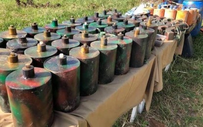 <p><strong>SEIZED. </strong>Part of the 53 anti-personnel mines recently seized from communist terrorist groups in Barangay Del Carmen in Lagonoy, Camarines Sur. Joint Task Force Bicolandia Commander Maj. Gen. Henry Robinson said in an interview on Friday (April 9, 2021) that Communist Terrorist Group members are always welcome to give up the armed struggle and start anew with the government’s help. <em>(Photo courtesy of AFP-Southern Luzon Command)</em></p>