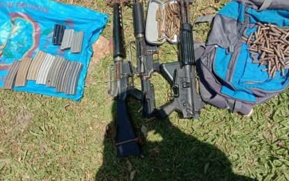 <p><strong>SEIZED FIREARMS</strong>. Some of the firearms recovered by authorities after a clash with former rebels linked to the illegal drugs trade and criminal groups in an armed encounter on April 8, 2021. The incident proves the link between the communist terrorist group and criminal activities, a Philippine Army official said Friday (April 9, 2021). <em>(Photo courtesy of Philippine Army)</em></p>