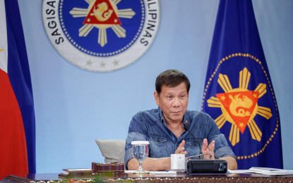 <p><strong>DESERVED TO BE IN JAIL.</strong> President Rodrigo Duterte delivers his talk to the nation in Malacañang on Monday night (April 12, 2021). He said Senator Leila de Lima deserved to be in jail since she insulted the country by allowing illegal drugs to proliferate when she was still justice secretary. <em>(Presidential photo by King Rodriguez)</em></p>