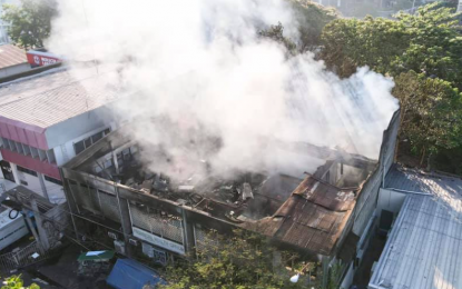 <p><strong>DESTROYED.</strong> Aerial shot of the Misamis Oriental Provincial Health Office on April 15, 2021 a day after it was gutted by fire, incurring some PHP1.4 million damage. The Department of Health in Region 10 has committed to help the reconstruction of the building, including the replacement of 30 vials of Covid-19 vaccines destroyed in the fire. <em>(Photo courtesy of Provincial Information Office)</em></p>