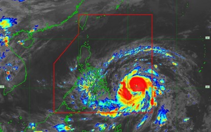 <p><strong>ADVISORY ON ‘BISING</strong>’. An image of Typhoon Bising, which PAGASA said on Saturday morning (April 17, 2021), continues to intensify while moving west-northwest over the Philippine Sea. The Coast Guard in Cebu has suspended sea trips for all types of vessels and watercraft due to the typhoon. <em>(Photo courtesy of PAGASA)</em></p>