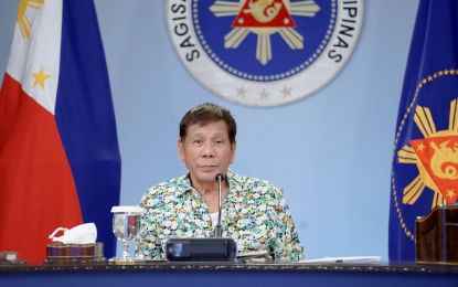 <p><strong>DON’T DRILL OIL.</strong> President Rodrigo Roa Duterte talks to the people after holding a meeting with the Inter-Agency Task Force on the Emerging Infectious Diseases (IATF-EID) core members at the Malago Clubhouse in Malacañang Park, Manila on April 19, 2021. Duterte said he will send gray ships if China starts drilling oil in the disputed West Philippine Sea. <em>(Presidential photo by King Rodriguez)</em></p>