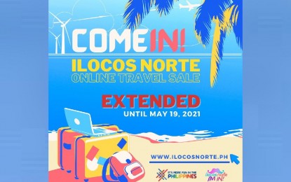 <p><strong>TRAVEL SALE. </strong>Ilocos Norte extends its online travel sale until May 19, 2021. Travel packages and discounts are available upon registration at <a href="http://www.ilocosnorte.ph">www.ilocosnorte.ph</a>. (<em>Image courtesy of Ilocos Norte Tourism</em>) </p>