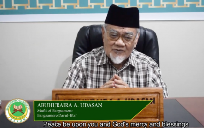 <p>BARMM Grand Mufti Abuhuraira A. Udasan <em>(Screen grab from MOH-BARMM)</em></p>