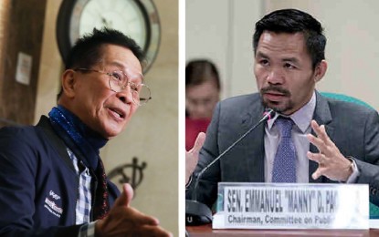 <p>Chief Presidential Legal Counsel Salvador Panelo and Senator Manny Pacquiao</p>