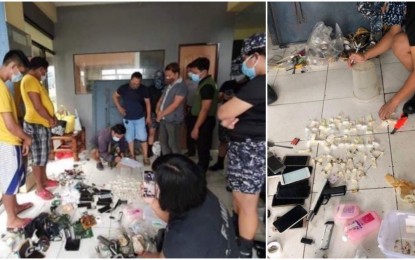 <p><strong>GREYHOUND OPERATION</strong>. Personnel of the Bureau of Jail Management and Penology and the Philippine Drug Enforcement Agency (PDEA) in Central Visayas conduct an inventory of illegal drugs, gun, and ammunition confiscated during greyhound operations at the Cebu City Jail mail dormitory on Thursday (May 6, 2021). Most of the items belong to inmates Jeffrey Lopez Rodriguez and Niño Camay Jarantilla who are facing drug and illegal possession of firearms charges. <em>(Photo courtesy of RD Levi Ortiz)</em></p>