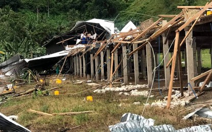 <p><strong>DESTROYED</strong>. Photo shows the ravaged poultry building worth over PHP1 million at the farm of Tampakan, South Cotabato Mayor Leonard Escobillo in Barangay Lampitak that was battered by “tornado-like” strong winds on Friday afternoon (May 7, 2021). The weather disturbance also affected other parts of the province, damaging nearly 150 houses, various structures, and crops. <em>(Photo grab from the Facebook post of Mayor Leonard Escobillo)</em></p>
