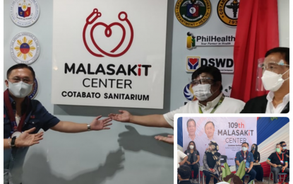 <p><strong>NEW MALASAKIT CENTER.</strong> Senator Christopher Lawrence “Bong” Go unveils the marker for a Malasakit Center at the Cotabato Sanitarium Hospital (CSH) n Sultan Kudarat, Maguindanao on Tuesday (May 11, 2021). The CSH center (inset) is the second for Maguindanao and the 109th Malasakit facility in the country.<em> (Photo courtesy of the Office of Senator Bong Go and PNA Cotabato)</em></p>