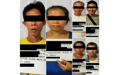 <p><strong>SURRENDERERS</strong>. Six of the 19 former CPP-NPA members who voluntarily surrendered to authorities in Kabankalan City, Negros Occidental on Tuesday (May 11, 2021). Col. Romy Palgue, police provincial director, said on Wednesday (May 12, 2021) that their decision to yield is a result of the continuous negotiation of police and military units through the support of the Barangay Intelligence Networks. <em>(Photos courtesy of Negros Occidental Police Provincial Office)</em></p>