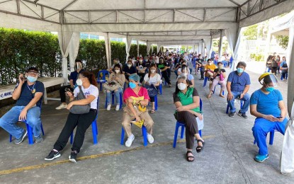 <p><strong>THEIR TURN.</strong> Medical front-liners wait to receive Pfizer Covid-19 vaccines at the Sta. Ana Hospital on Thursday (May 13, 2021). As of 4 p.m. there were already 222 healthcare workers who have received their first doses. <em>(Photo courtesy of Manila-PIO)</em></p>