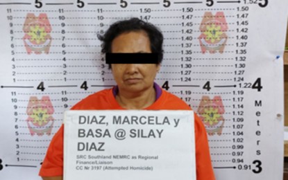 <p><strong>ARRESTED NPA LEADER.</strong> Police authorities in the region and the Army’s 3rd Special Forces Battalion, arrest Friday (May 14, 2021) suspected communist rebel Marcela Basa Diaz in the Marihatag, Surigao del Sur. She is allegedly the acting finance and liaison officer of an NPA unit under the North Eastern Mindanao Regional Committee. <em>(Photo courtesy of BCPO)</em></p>