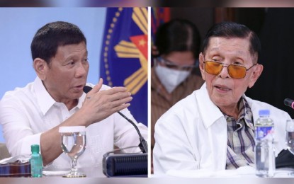 <p>President Rodrigo Duterte (left) and former senator Juan Ponce Enrile (right) <em>(Presidential photos)</em></p>