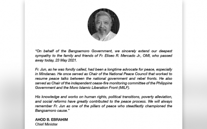 BARMM grieves passing of veteran Mindanao peace advocate