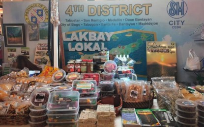 <p><strong>LAKBAY LOKAL</strong>. Photo shows Cebu's delicacies on display during the second leg of Lakbay Lokal trade and travel fair at the SM City Cebu on Monday (May 24, 2021). The trade fair seeks to revitalize the local economy by helping small businesses and the tourism industry amid the Covid-19 pandemic. <em>(Photo courtesy of Emma Villarente)</em></p>