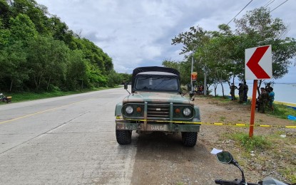 <p><strong>AMBUSH.</strong> The military truck carrying members of the 66th Infantry Battalion that was ambushed by an estimated 10 members of the New People's Army in Barangay Badas, Mati City, Davao Oriental on Sunday morning (May 30, 2021). One soldier was wounded but is already in stable condition. <em>(Photo courtesy of Mati-CIO)</em></p>