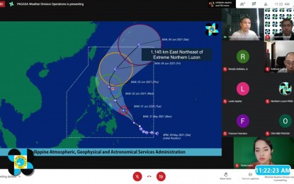 <p><strong>TS DANTE.</strong> PAGASA weather forecaster Chris Perez says Tropical Storm Dante is expected to exit the Philippine Area of Responsibility on June 6, during a press conference on Monday (May 31, 2021). He added that PAGASA does not expect 'Dante' to make landfall.<em> (Screenshot from PAGASA's Facebook page)</em></p>