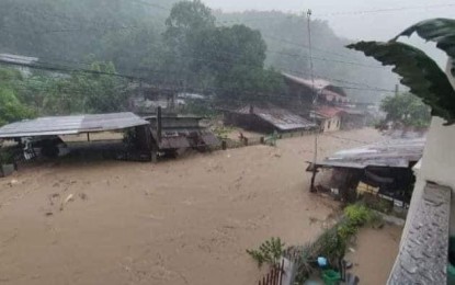 <p><strong>FLOODING</strong>. A flooded community in Maasin City, Southern Leyte during the onslaught of Tropical Storm Dante on June 1, 2021. Flooding has affected 17 villages in Maasin City, Southern Leyte and some parts of Leyte province as the storm dumped heavy rains. <em>(Photo courtesy of Tristan Jun Galvez Esclamado)</em></p>
