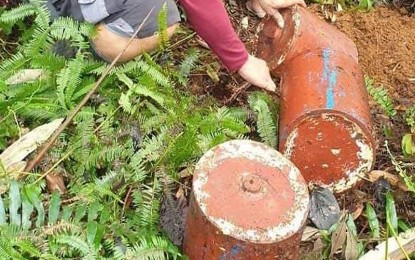 <p><strong>DEADLY.</strong> The 67th Infantry Battalion of the Philippine Army unearths three anti-personnel mines in Trento, Agusan del Sur on Wednesday afternoon (June 9, 2021). Officials said they were planted by the New People’s Army Guerrilla Front North of the Southern Mindanao Regional Committee. <em>(Photo courtesy of 67IB)</em></p>