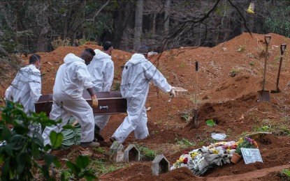 <p><br /><strong>COVID-19 DEATHS</strong>. Bodies of Covid-19 victims are buried by officials of the Vila Formosa cemetery in Sao Paulo, Brazil, on June 19, 2021. Brazil already has almost 500,000 Covid-19 deaths and shows no signs of a slowdown in the contagion. <em>(Marcello Zambrana - Anadolu Agency )</em></p>