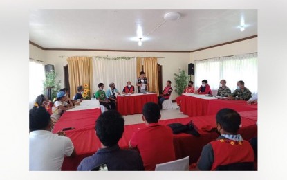 <p><strong>IP PROCESS</strong>. The Dungaan (hearing) is among the traditional systems of the Manobo tribe in Surigao del Sur in resolving conflicts. Provincial and municipal leaders led the conduct of a Dungaan in Barangay Ganayon, Diatagon, Lianga on Wednesday (June 23, 2021) that settled all the issues on the June 15 encounter between the 3<sup>rd</sup> Special Forces Battalion military and the communist New People’s Army. <em>(Photo courtesy of Datu Rico Maca)</em></p>