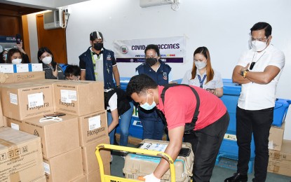 <div><strong>MORE VACCINES.</strong> The province of Bulacan receives from the Department of Health (DOH) an additional 35,100 doses of Pfizer BioNTech Covid-19 vaccines, along with 32,720 doses of Sinovac at the Provincial Vaccination Site as witnessed by Governor Daniel R. Fernando (standing, right) on June 21, 2021. Bulacan has already received 367,428 doses of vaccines from the DOH for the continued implementation of the National Vaccination Program. <em>(File photo courtesy of the Bulacan Provincial Public Affairs Office)</em></div>