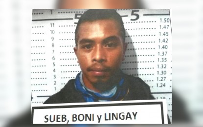 <p><strong>‘BOMB COURIER.’</strong>  Mugshot of alleged “bomb courier” Boni Lingay Sueb, 22, who was arrested by operatives while reportedly carrying explosive components late Thursday afternoon (June 24, 2021) at the boundary of Barangays Sulit and Lapu, Polomolok town in South Cotabato. The suspect is reportedly linked to Islamic State-inspired local terrorist group Dawlah Islamiya-Maguid Group or “Socsargen Katiba.”   (<em>Photo courtesy of Polomolok police station</em>) </p>
