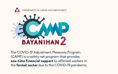 <p><strong>ASSISTANCE</strong>. The Department of Labor and Employment (DOLE) said on Wednesday (June 30, 2021) it has served 82,298 displaced workers from the private sector in Western Visayas through the Covid-19 Adjustment Measures Program funded under the Bayanihan To Recover as One Act (CAMP-Bayanihan 2). Under the program, recipients received PHP5,000 one-time assistance. <em>(Photo courtesy of DOLE FB page)</em></p>