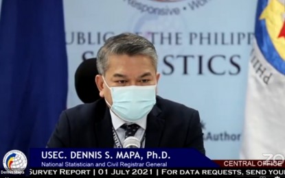 <p>National Statistician and Civil Registrar General Dennis Mapa <em>(Screenshot from PSA Facebook page)</em></p>