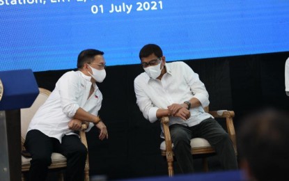 <p>Senator Bong Go (left) and President Rodrigo Duterte <em>(Photo courtesy of Sen. Go)</em></p>