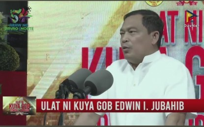 <p>Davao del Norte Governor Edwin Jubahib delivering his State of the Province Address on Thursday (July 1, 2021). <em>(Screengrab from the live-streamed address) </em></p>