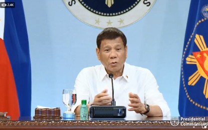 <p><strong>VP CANDIDACY.</strong> President Rodrigo Duterte says he is “seriously” considering accepting the Partido Demokratiko Pilipino-Lakas ng Bayan’s call to seek the vice presidency during his meeting with the ruling party executives and other government officials at Malago Clubhouse in Malacañang, Manila on July 5, 2021. Duterte said he has to consider several factors before making the final decision. <em>(Screengrab from RTVM)</em></p>
