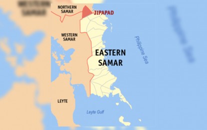 <p><strong>TERROR ATTACK</strong>. The town of Jipapad, Eastern Samar as shown on this map. A soldier and two militiamen were killed while six others were injured when members of the New People’s Army (NPA) detonated three landmines in Jipapad town early Wednesday (July 7, 2021).<em> (Google image)</em></p>