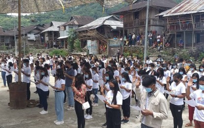 <p><strong>YOUTH MOVEMENT.</strong> The Philippine National Police-Cordillera inducts 350 young residents of Tanudan, Kalinga into the ‘Kabataan Kontra Droga at Terorismo’ program. The movement aims to provide counseling and inclusion into community-based activities to prevent the youth from being recruited by communist terrorist groups. <em>(Photo courtesy of Tanudan Municipal Police)</em></p>