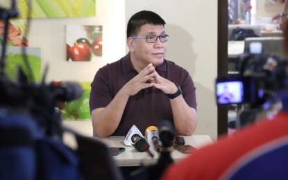 <p><strong>UNCALLED FOR. </strong>Surigao del Sur 1st district Rep. Prospero Pichay describes former Senator Antonio Trillanes’ plunder allegations against President Rodrigo Roa Duterte as “highly irresponsible” and “very uncalled for” during a press conference at a restaurant along Katipunan Road, Quezon City on Wednesday (July 14, 2021). Pichay said Trillanes is targeting Duterte for his own political ambition in 2022. <em>(PNA photo by Robert Oswald P. Alfiler)</em></p>