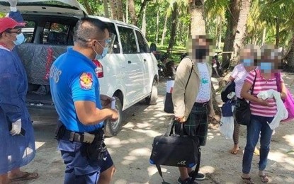 <p><strong>APPREHENDED</strong>. Personnel of the Malay Municipal Police Station (MPS) apprehended three tourists for entering Boracay using fake reverse transcription-polymerase chain reaction results on July 14, 2021. From June until July 14, the MPS has already apprehended 17 tourists with fake documents. <em>(Photo courtesy of Malay MPS)</em></p>