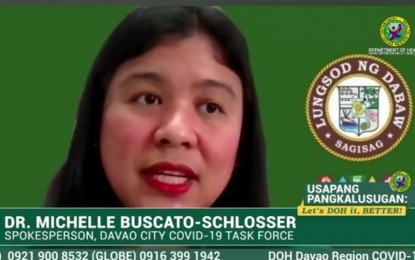 <p>Dr. Michelle Schlosser, spokesperson of the Davao City Covid-19 Task Force. <em>(Screengrab)</em></p>