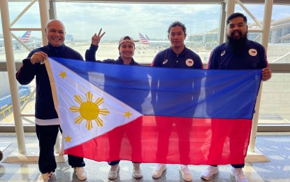 <p><strong>FOR COUNTRY.</strong> Skateboarder Margielyn Didal (2nd from left) and her team arrive in Tokyo, Japan on Monday (July 19, 2021). She came from tournaments and trainings in Barcelona, Spain and California in the United States. <em>(Photo courtesy of POC)</em></p>