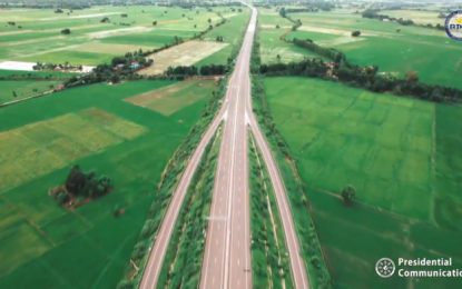 <p><strong>'BUILD, BUILD, BUILD.'</strong> An aerial view of the 18-kilometer Tarlac Interchange to Aliaga Section of the Central Luzon Link Expressway (CLLEX) Project Phase 1, which was inaugurated on July 15, 2021. It is part of the Luzon Spine Expressway Network, which is aimed at reducing travel time from the northernmost part of Luzon, Ilocos, to the southern most part, Bicol, by over 50 percent via the construction of a 101-kilometer high standard highway network. <em>(RTVM photo)</em></p>