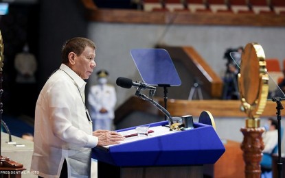 <p>President Rodrigo Duterte during his final State-of-the-Nation Address on July 26, 2021.<em> (PNA File Photo)</em></p>