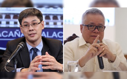 <p>Socioeconomic Planning Secretary Karl Kendrick Chua (left) and Trade Secretary Ramon Lopez </p>